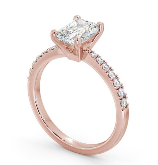 Radiant Diamond Tapered Band Engagement Ring 18K Rose Gold Solitaire with Channel Set Side Stones ENRA17S_RG_THUMB1 