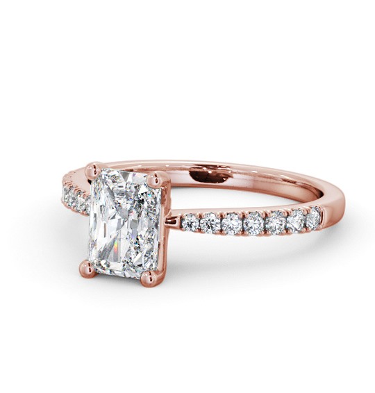 Radiant Diamond Tapered Band Engagement Ring 9K Rose Gold Solitaire with Channel Set Side Stones ENRA17S_RG_THUMB2 