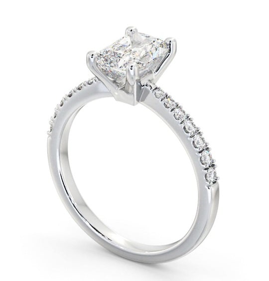 Radiant Diamond Tapered Band Engagement Ring 9K White Gold Solitaire with Channel Set Side Stones ENRA17S_WG_THUMB1