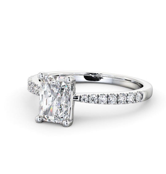 Radiant Diamond Tapered Band Engagement Ring 18K White Gold Solitaire with Channel Set Side Stones ENRA17S_WG_THUMB2 