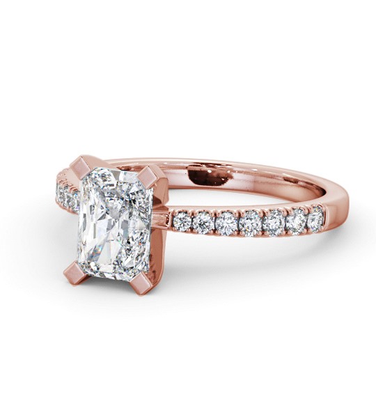 Radiant Diamond Square Prongs Engagement Ring 9K Rose Gold Solitaire with Channel Set Side Stones ENRA18S_RG_THUMB2 