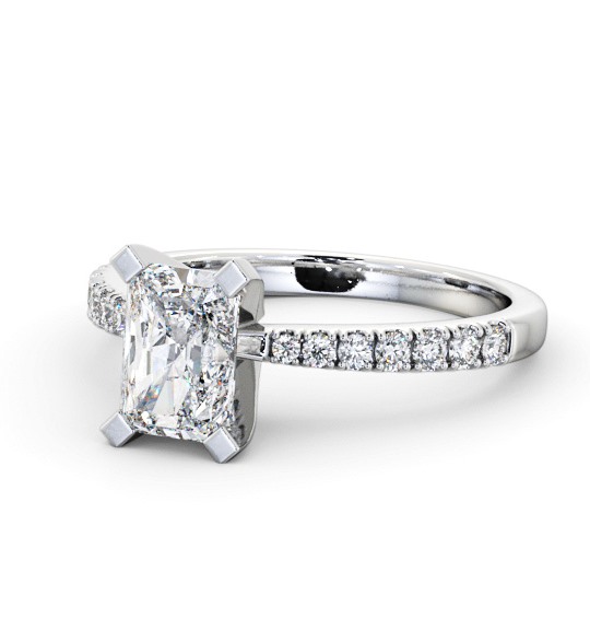 Radiant Diamond Square Prongs Engagement Ring 18K White Gold Solitaire with Channel Set Side Stones ENRA18S_WG_THUMB2 