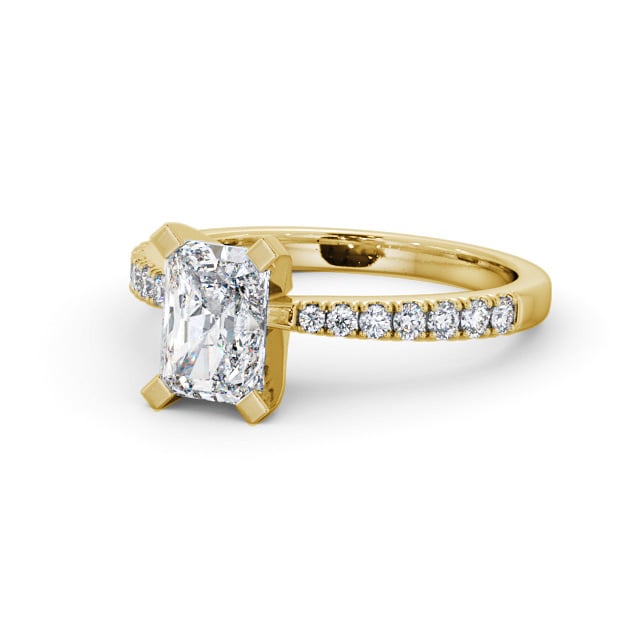 Radiant Diamond Engagement Ring 18K Yellow Gold Solitaire With Side Stones - Benedetta ENRA18S_YG_FLAT