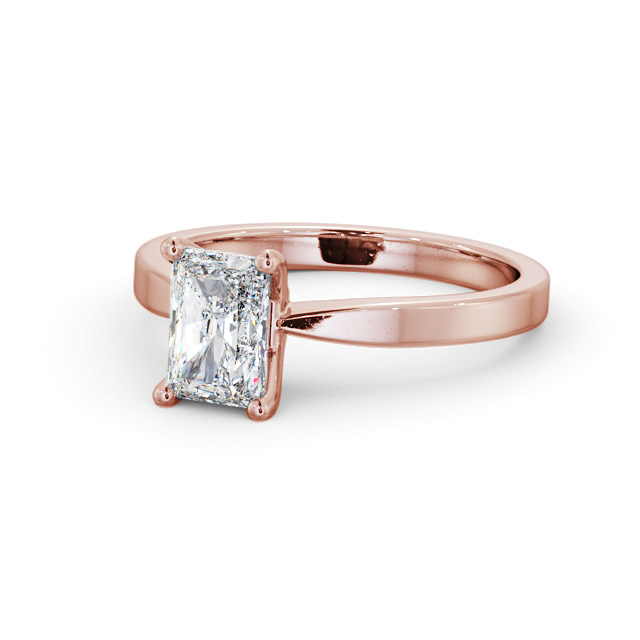 Radiant Diamond Engagement Ring 18K Rose Gold Solitaire - Elsworth ENRA19_RG_FLAT