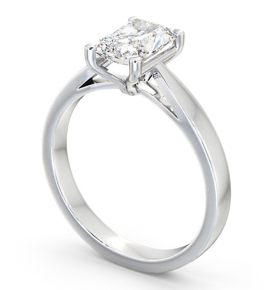 Radiant Diamond Tapered Band Engagement Ring Platinum Solitaire ENRA1_WG_THUMB1