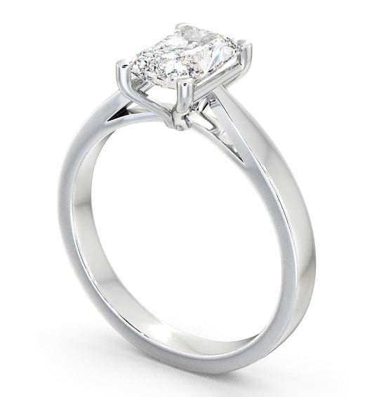 Radiant Diamond Tapered Band Engagement Ring Platinum Solitaire ENRA1_WG_THUMB1 