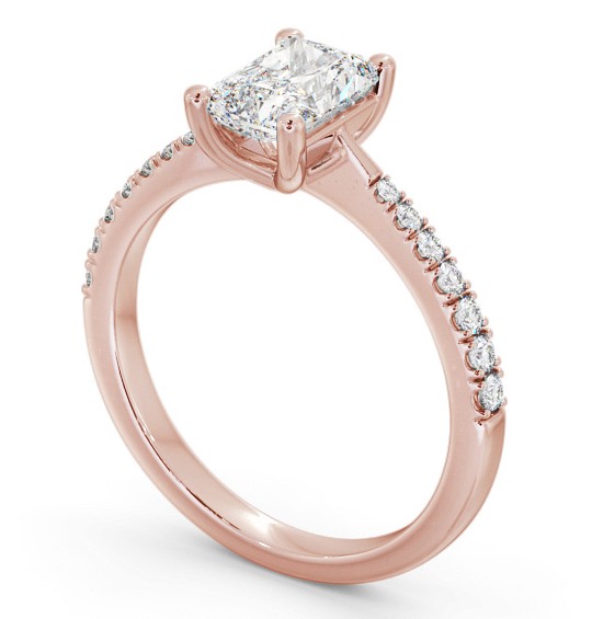 Radiant Diamond Tapered Band Engagement Ring 18K Rose Gold Solitaire with Channel Set Side Stones ENRA20S_RG_THUMB1 