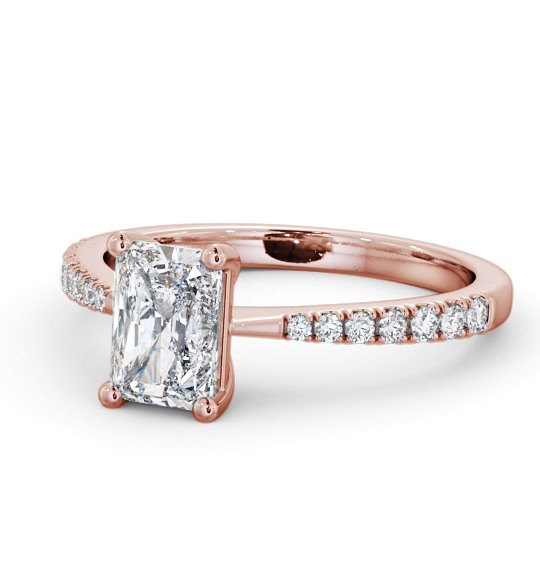 Radiant Diamond Tapered Band Engagement Ring 9K Rose Gold Solitaire with Channel Set Side Stones ENRA20S_RG_THUMB2 