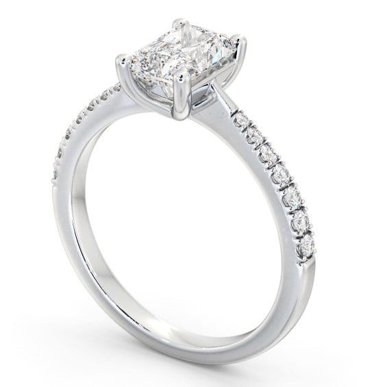 Radiant Diamond Tapered Band Engagement Ring 18K White Gold Solitaire with Channel Set Side Stones ENRA20S_WG_THUMB1 