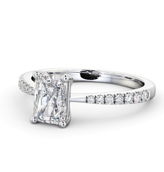 Radiant Diamond Tapered Band Engagement Ring 18K White Gold Solitaire with Channel Set Side Stones ENRA20S_WG_THUMB2 
