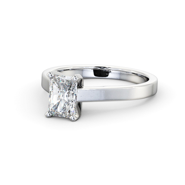 Radiant Diamond Engagement Ring 18K White Gold Solitaire - Ealand ENRA21_WG_FLAT