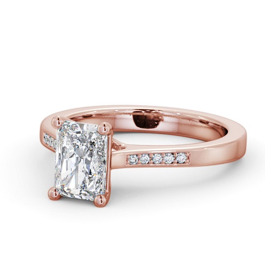 Radiant Diamond Elevated Setting Engagement Ring 9K Rose Gold Solitaire with Channel Set Side Stones ENRA21S_RG_THUMB2 