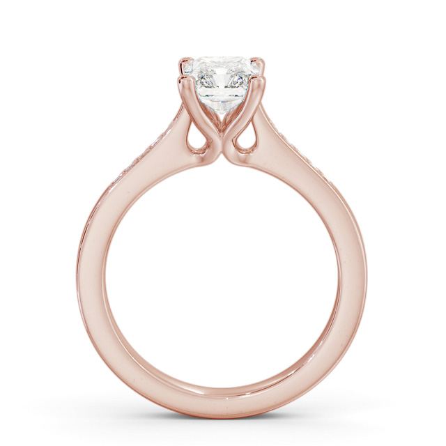 Radiant Diamond Engagement Ring 9K Rose Gold Solitaire With Side Stones - Abrielle ENRA21S_RG_UP