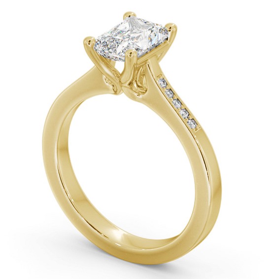 Radiant Diamond Elevated Setting Engagement Ring 18K Yellow Gold Solitaire with Channel Set Side Stones ENRA21S_YG_THUMB1