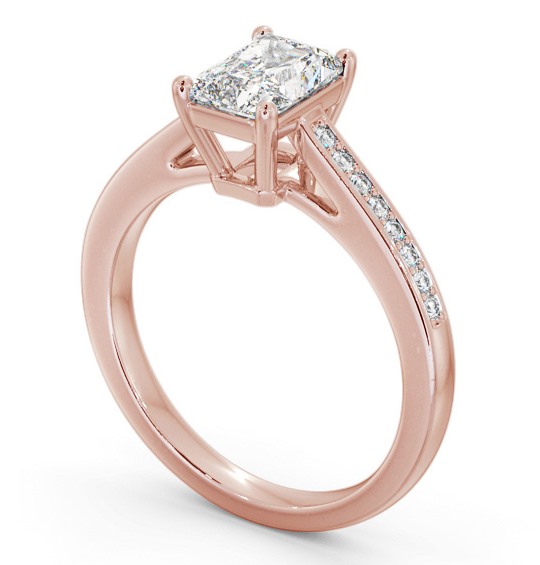 Radiant Diamond Box Style Setting Engagement Ring 18K Rose Gold Solitaire with Channel Set Side Stones ENRA22S_RG_THUMB1