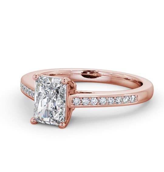 Radiant Diamond Box Style Setting Engagement Ring 9K Rose Gold Solitaire with Channel Set Side Stones ENRA22S_RG_THUMB2 
