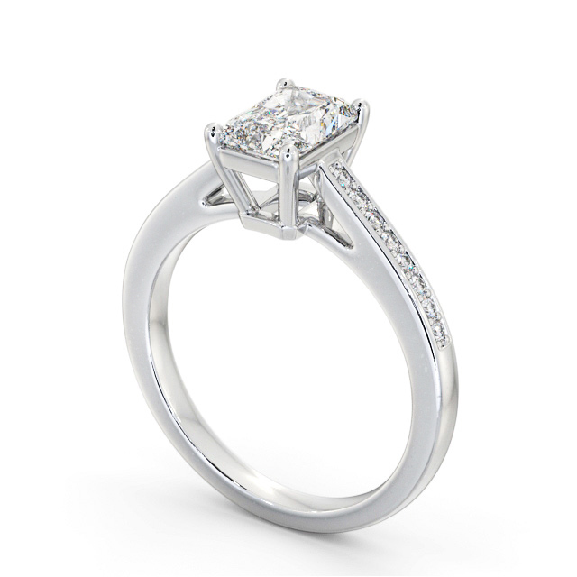 Radiant Diamond Engagement Ring Platinum Solitaire With Side Stones - Antonella