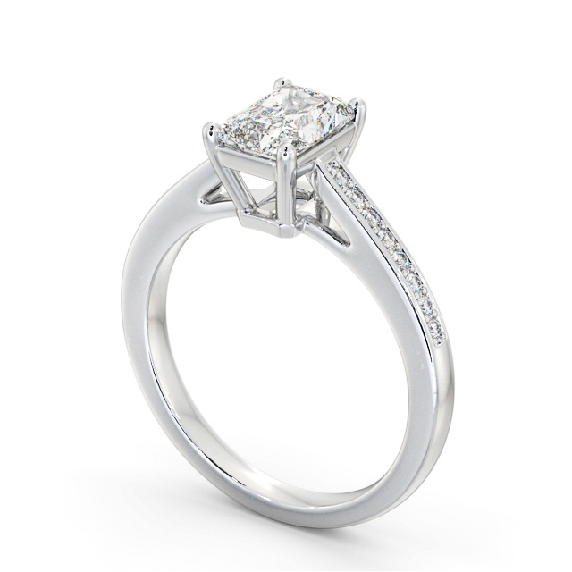 Radiant Diamond Engagement Ring 9K White Gold Solitaire With Side Stones - Antonella ENRA22S_WG_SIDE