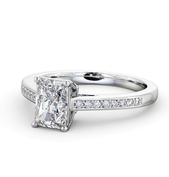  Radiant Diamond Engagement Ring 9K White Gold Solitaire With Side Stones - Antonella ENRA22S_WG_THUMB2 