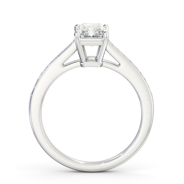 Radiant Diamond Engagement Ring Platinum Solitaire With Side Stones - Antonella ENRA22S_WG_UP