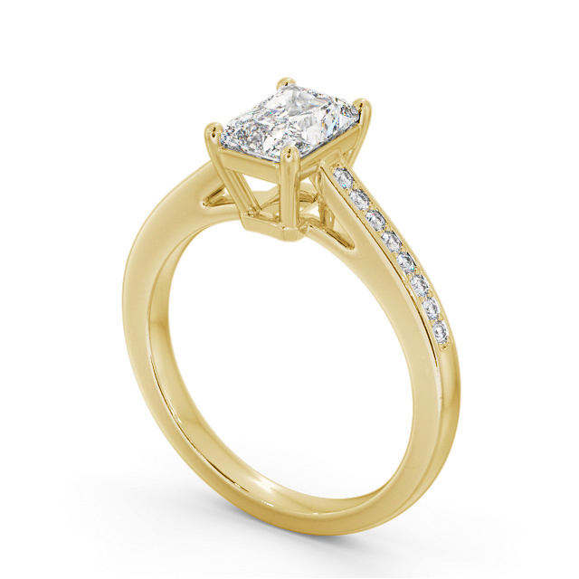 Radiant Diamond Engagement Ring 9K Yellow Gold Solitaire With Side Stones - Antonella ENRA22S_YG_SIDE