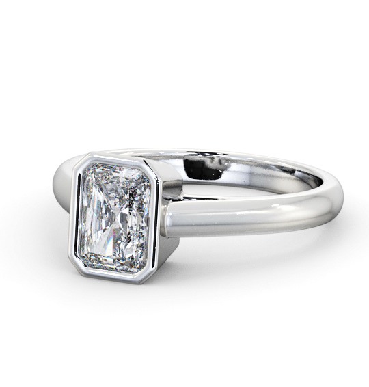 Radiant Diamond Bezel Set Engagement Ring 18K White Gold Solitaire ENRA23_WG_THUMB2 