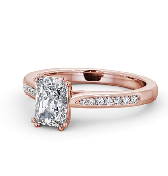 Radiant Diamond 8 Prong Engagement Ring 9K Rose Gold Solitaire with Channel Set Side Stones ENRA23S_RG_THUMB2 