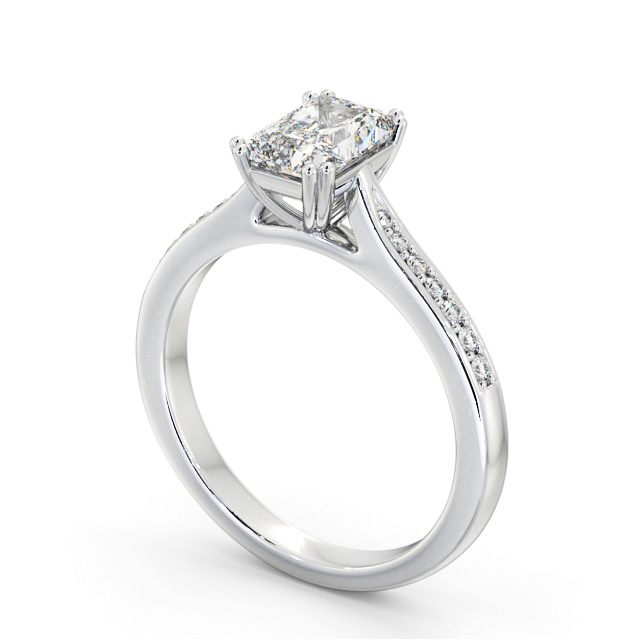 Radiant Diamond Engagement Ring 9K White Gold Solitaire With Side Stones - Haddington ENRA23S_WG_SIDE