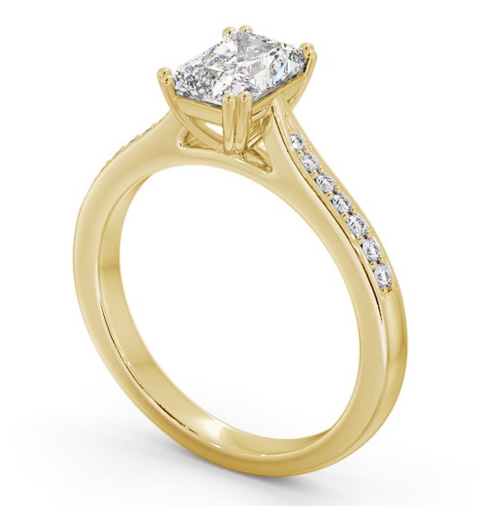 Radiant Diamond 8 Prong Engagement Ring 9K Yellow Gold Solitaire with Channel Set Side Stones ENRA23S_YG_THUMB1