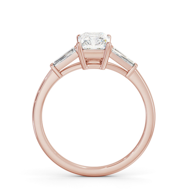 Radiant Diamond Engagement Ring 9K Rose Gold Solitaire With Side Stones - Baughton ENRA24S_RG_UP