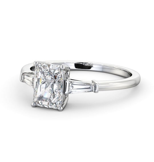  Radiant Diamond Engagement Ring 9K White Gold Solitaire With Side Stones - Baughton ENRA24S_WG_THUMB2 