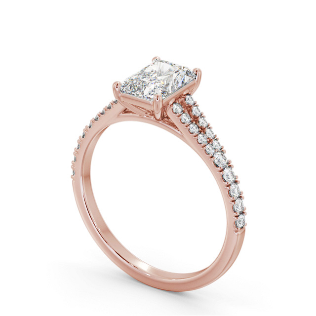 Radiant Diamond Engagement Ring 18K Rose Gold Solitaire With Side Stones - Hettie ENRA25S_RG_SIDE