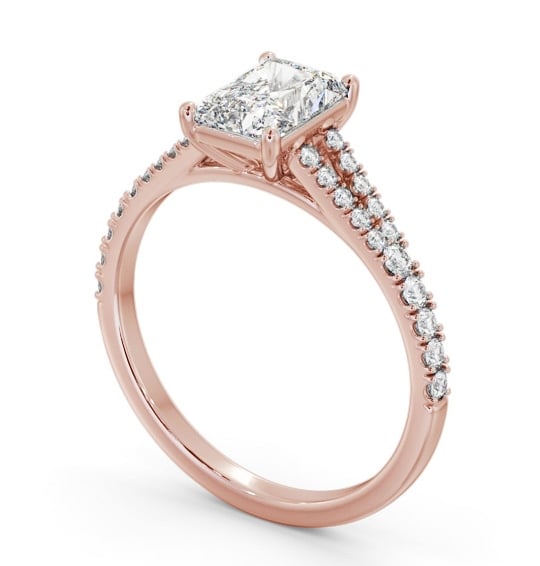 Radiant Diamond Split Band Engagement Ring 9K Rose Gold Solitaire with Channel Set Side Stones ENRA25S_RG_THUMB1 