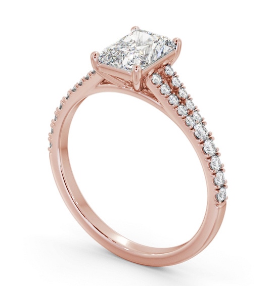 Radiant Diamond Split Band Engagement Ring 9K Rose Gold Solitaire with Channel Set Side Stones ENRA25S_RG_THUMB1