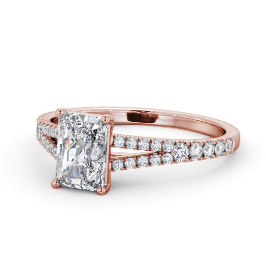 Radiant Diamond Split Band Engagement Ring 9K Rose Gold Solitaire with Channel Set Side Stones ENRA25S_RG_THUMB2 