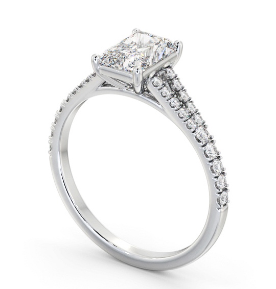  Radiant Diamond Engagement Ring 18K White Gold Solitaire With Side Stones - Hettie ENRA25S_WG_THUMB1 