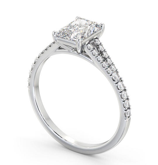 Radiant Diamond Split Band Engagement Ring Platinum Solitaire with Channel Set Side Stones ENRA25S_WG_THUMB1