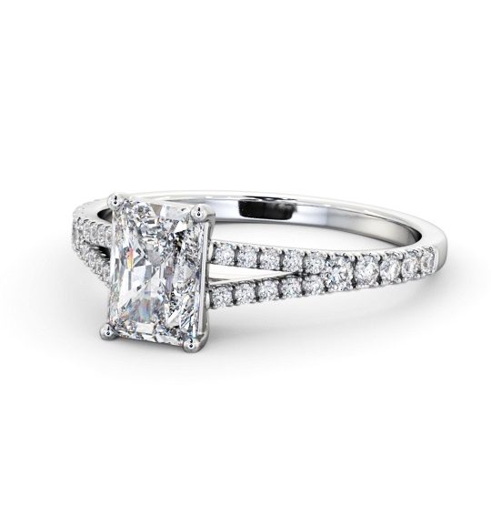  Radiant Diamond Engagement Ring 18K White Gold Solitaire With Side Stones - Hettie ENRA25S_WG_THUMB2 
