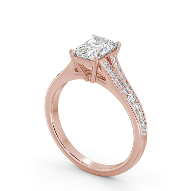Radiant Diamond Engagement Ring 9K Rose Gold Solitaire With Side Stones - Pilina ENRA26S_RG_SIDE