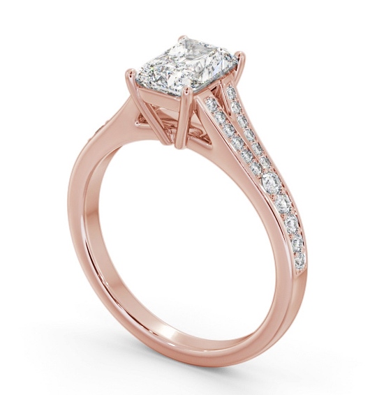 Radiant Diamond Split Channel Engagement Ring 9K Rose Gold Solitaire with Channel Set Side Stones ENRA26S_RG_THUMB1 