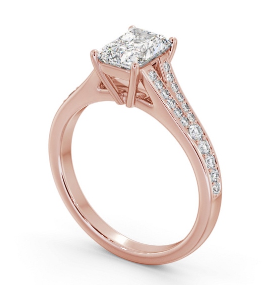 Radiant Diamond Split Channel Engagement Ring 18K Rose Gold Solitaire with Channel Set Side Stones ENRA26S_RG_THUMB1