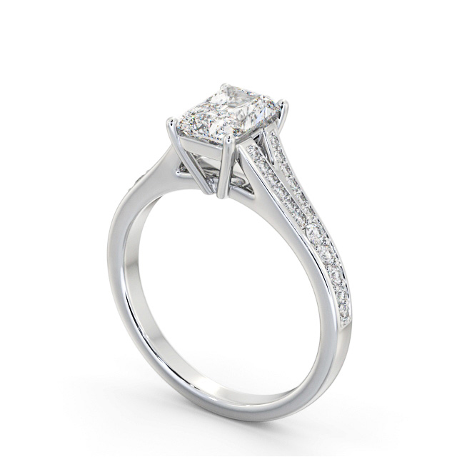 Radiant Diamond Engagement Ring Platinum Solitaire With Side Stones - Pilina