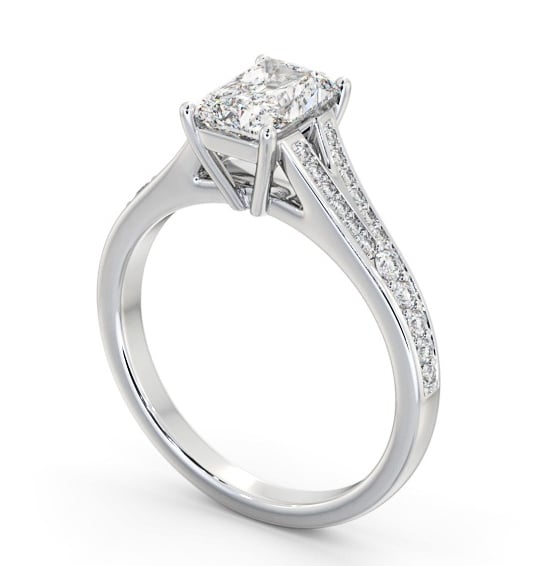 Radiant Diamond Split Channel Engagement Ring 18K White Gold Solitaire with Channel Set Side Stones ENRA26S_WG_THUMB1
