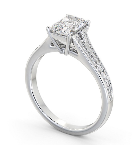 Radiant Diamond Split Channel Engagement Ring Platinum Solitaire with Channel Set Side Stones ENRA26S_WG_THUMB1