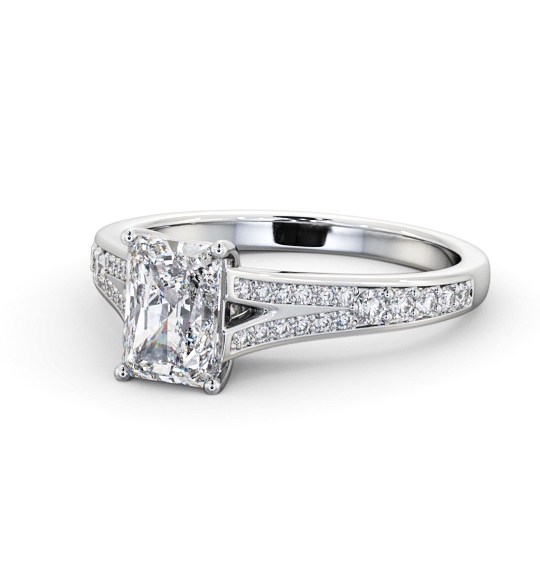  Radiant Diamond Engagement Ring 18K White Gold Solitaire With Side Stones - Pilina ENRA26S_WG_THUMB2 