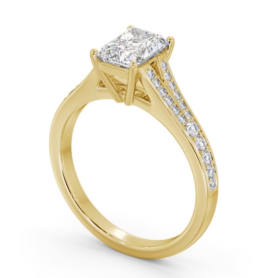 Radiant Diamond Split Channel Engagement Ring 18K Yellow Gold Solitaire with Channel Set Side Stones ENRA26S_YG_THUMB1