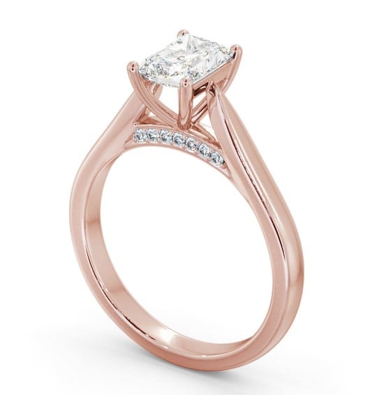 Radiant Diamond Engagement Ring with Diamond Set Bridge 9K Rose Gold Solitaire ENRA27_RG_THUMB1