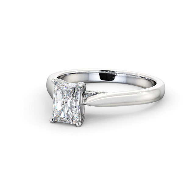 Radiant Diamond Engagement Ring 18K White Gold Solitaire - Hollesley ENRA27_WG_FLAT