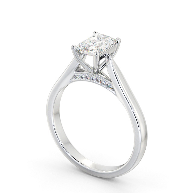 Radiant Diamond Engagement Ring 18K White Gold Solitaire - Hollesley ENRA27_WG_SIDE