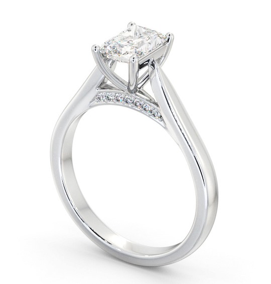 Radiant Diamond Engagement Ring with Diamond Set Bridge 18K White Gold Solitaire ENRA27_WG_THUMB1 